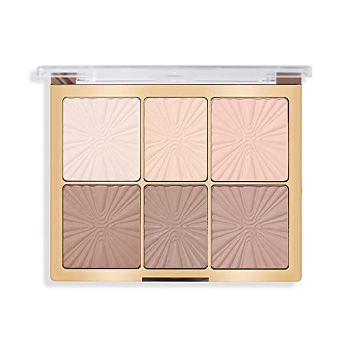 Mysense 6 Colors Contour Highlighter Blush Makeup Palette, Pressed Fine Powder Contouring Palette, Silky Smooth Face Blusher Bronzer & Highlight Makeup Kit, 02# #TOP26