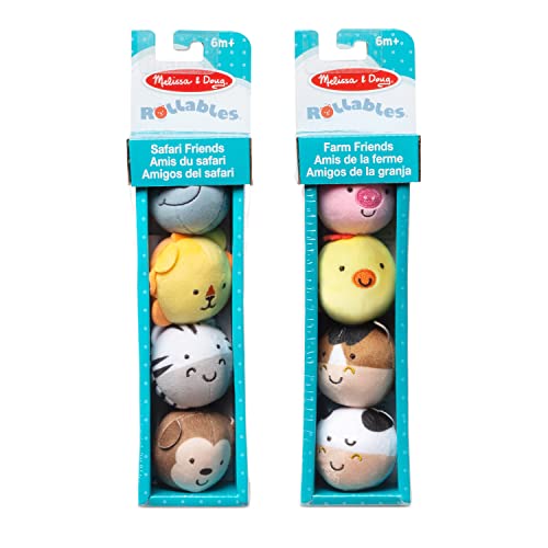Image of Melissa & Doug Rollables Safari and Farm Friends Infant and Toddler Toy 12-Pack