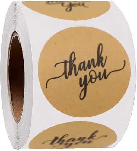 1.5 Inch Kraft Thank You Stickers | 500 Thank You Stickers For Small Business | Self-Adhesive & Durable Stickers With 4 Beautiful Designs | Perfect For Personal Or Business Packaging (Kraft, 1.5 Inch) #TOP17