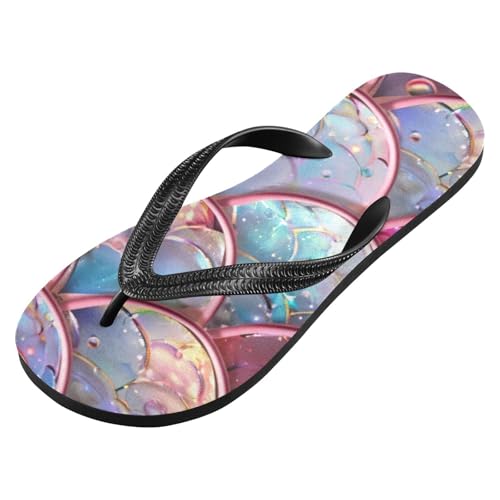 Womens Flip Flops Pink Mermaid ScaleNon-Slip Casual Beach Slippers Rubber Sandals214B3208