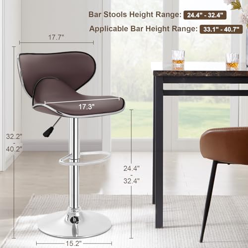 Tabourets de bar réglables lot de 2 chaises pivotantes en cuir PU avec dossier pour comptoir