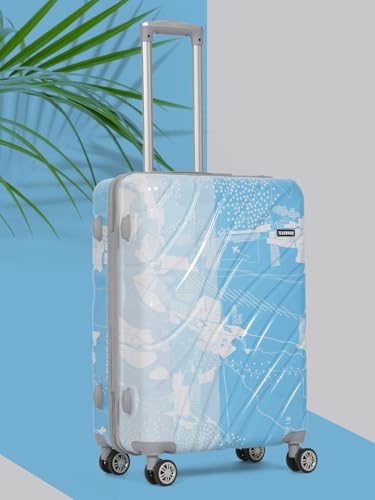 Image of Teakwood World Small 65 cm Check in Size Trolley Bag Polycarbonate 360 Degree 8 Wheels Luggage Bag with TSA Lock, Adjustable Handle Trolley Bags for Travel, Suitcase for Travel | Blue