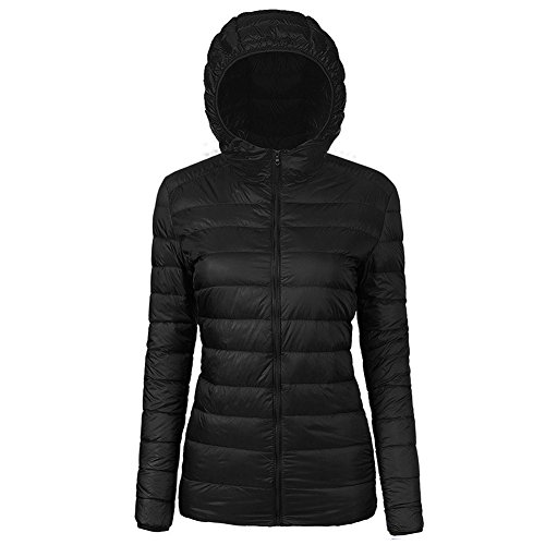 Women's Hooded Packable Down Jacket Ultra Light Weight Short Puffer Coat with Travel