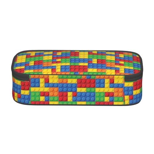 Image of Colorful Bricks Large Pencil Case With Zipper Compartments Stationery Pencil Bag For Kids Teens Students School Supplies
