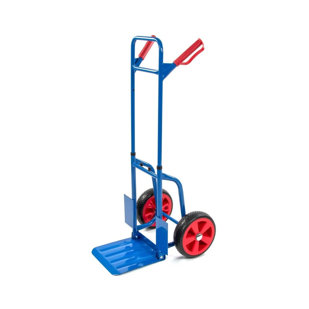 HEMMDAL Sackkarre | 200 kg Tragkraft | HxB 112 x 47 cm | 29 cm Schaufeltiefe | faltbar | aus Stahl | Teleskop-Bügelgriff | Blau | platzsparend | klappbar | Lastentransport | Transportkarre