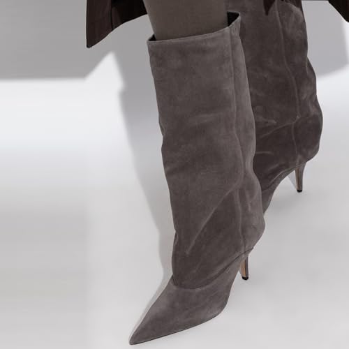 Stiletto Heel Boots for Women Slouchy Boots Womens Mid Calf Boots with Pointed Toe Winter Boots Sexy Fall Boots 5