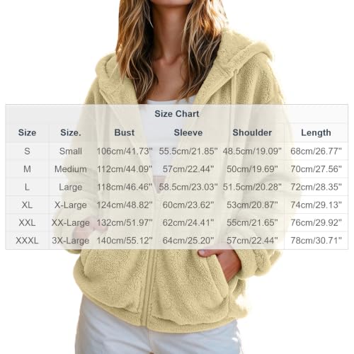 Women Fuzzy Fleece Hooded Zip Up Jacket Long Sleeve Coats with Pockets - image 4