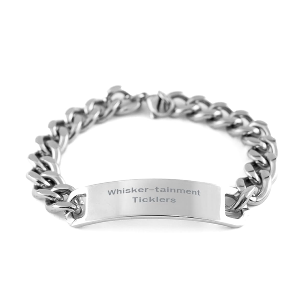 Whisker-tainment Ticklers Cuban Chain Stainless Steel Bracelet