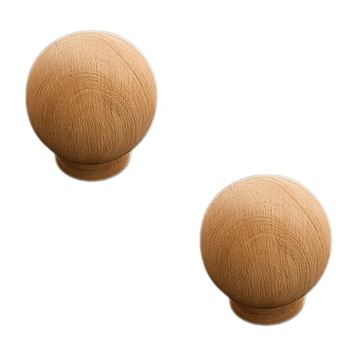 Image of 2 Piece Steam Beech Wood Drawer Knob | Wooden Cabinet Door Handle | Wardrobe & Cupboard Round Knobs | Furniture Pull Handle for Kitchen Cabinets, Dresser, Drawer & Home Decor -2 Inch