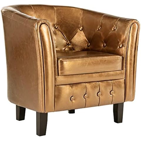 vidaXL Sillón de Cuero Sintético Marrón Acolchado Cover