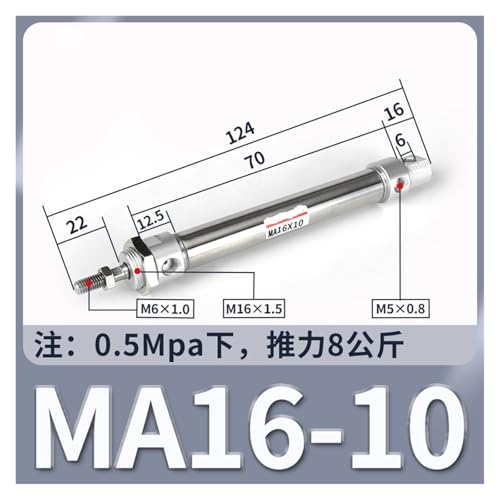 Cilindro neumático pequeño de acero inoxidable MA16-10 de alta precisión 3