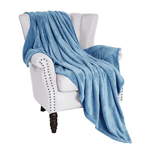 Exclusivo Mezcla Flannel Fleece Velvet Plush Soft Throw Blanket – 50  x 60  ( Slate Blue)