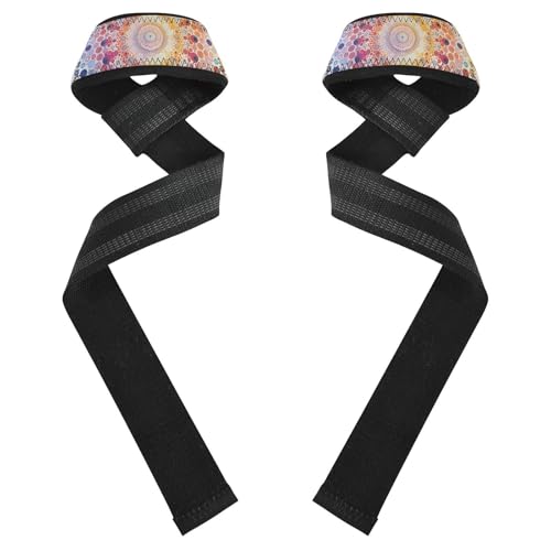 Nander Beautiful Mandala Print Wrist Straps for Weightlifting,Lifting Straps with Neoprene Cushioned Wrist Padded and Anti-Skid Silicone for Strength Training,Bodybuilding,Deadlifting