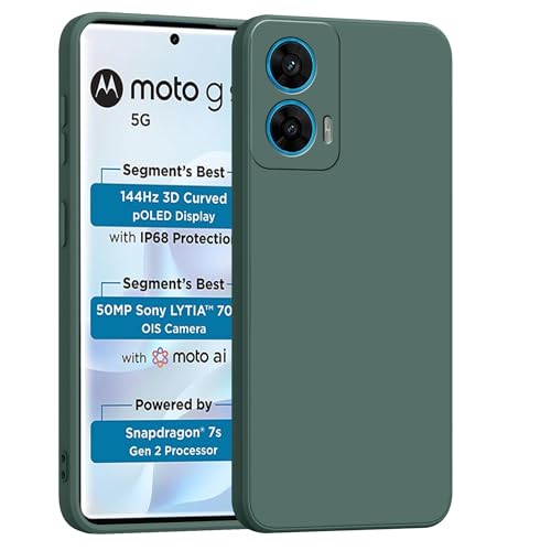 Image of amazon basics Back Cover for Moto G96 5G | Ultra Slim Soft Rubberised Case | Matte Silicone Flexible Mobile Case | Camera Protection - Green