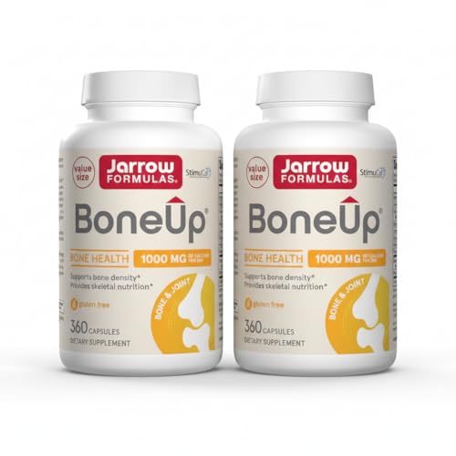 Jarrow Formulas BoneUp for Bone Density - Vitamin D3 and K2, Calcium Support, 360 Capsules, Promotes Skeletal Nutrition, Up to 60 Days Supply (Pack of 2)