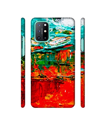 Image of Amazon Brand - Solimo Designer Green and Orange Glass Color 3D Printed Hard Back Case Mobile Cover for OnePlus 8T