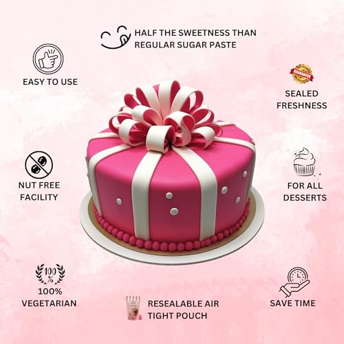 Image of Confect Sugar Paste | Edible Sugar Paste | Fondant for Cake Decoration | Chef's Choice for Cake Decorating (250g (Pack of 1), Melon Pink)
