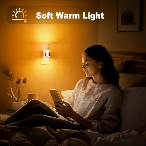 Image of JandCase Night Light, Automatic Night Lights Plug into Wall, Dimmable LED Night Light with Adjustable Brightness, Night Lights Plug in with Auto Light Sensor, Amber for Bathroom Hallway Decor