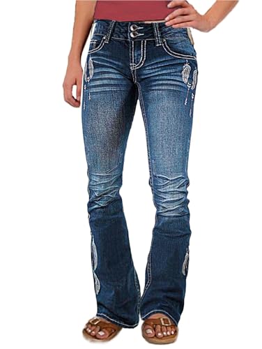 Flamingals Bootcut Wide Leg Low Rise Ripped Button Up Denim Pants
