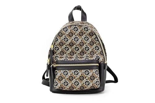 Sac à dos Marc Jacobs Signet Mini en cuir noir imprimé avec logo