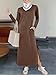 ANRABESS Women Long Sleeve Dresses 2025 Fall Casual Crewneck Loose Fit Split Flowy Wrinkle-Free Travel Vacation Maxi Dress Brown Small