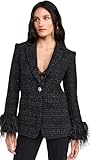 Cinq a Sept Women's Static Boucle Feather Karlie Blazer, Black, 6