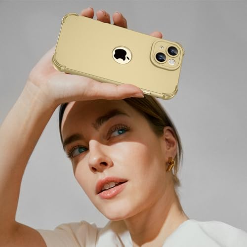 Image of ORETECH 3 in 1 for iPhone 15 Plus Case with 2 x Screen Protector,Gold | Full Body Shockproof Design Smooth Texture,15FT Military Grade, Camera Lens Shield, with Armor Front Frame Protection