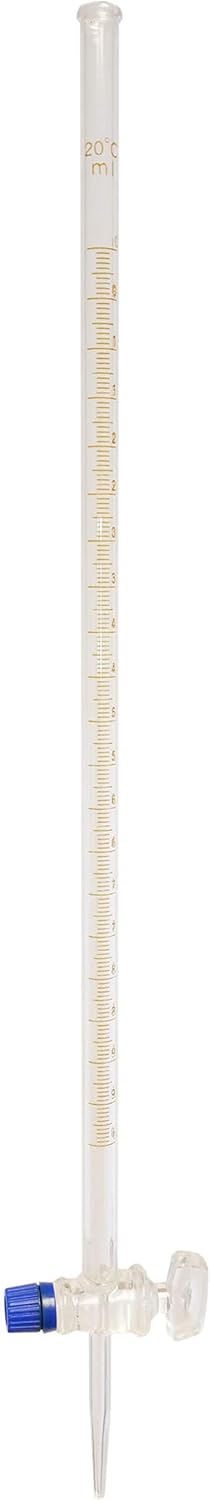 9380-5 Burette made from Borosilicate Glass with Ground Glass Stopcock, 10ml capacity. Pack of 5 burettes.