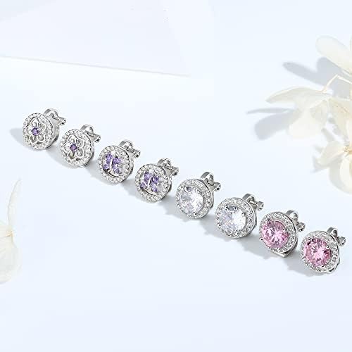Sllaiss 925 Sterling Silver Clip On Earrings for Women Cubic Zirconia Ear Clips Butterfly Flower CZ Earrings Non Pierced Clip Earrings Clip-on Earrings Jewellery