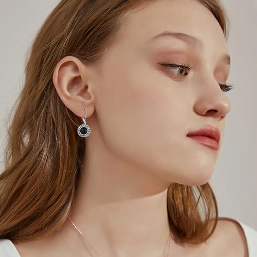 Gemstone Dangle Earrings for Women 925 Sterling Silver Round Gemstone Jewelry Birthday Christmas Gifts for Women Mom2