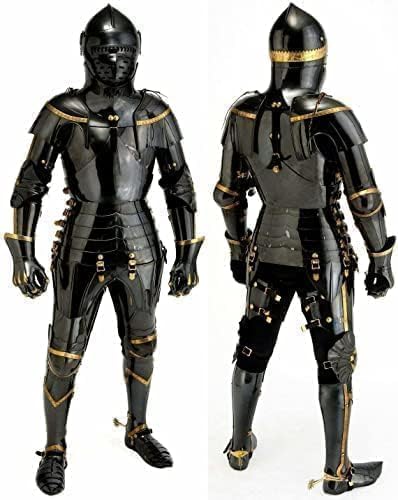 Medieval Knight Suit of Armor Black Finish Steel Combat Full Body Wearable Armour Costume/Medieval Full Body Suit.