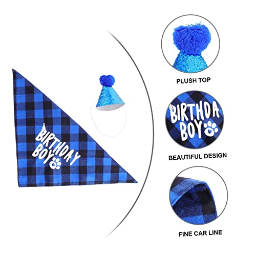 Set disfraz perro cumpleaños con gorro y bufanda azul miniatura 4