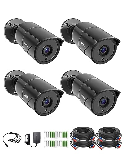 Image of ZOSI 4 Pack 1080p Home Security Cameras with Audio Recording,Built-in Microphone,2MP 1920TVL HD-TVI Outdoor Indoor CCTV Cameras with 120ft IR Night Vision Weatherproof Surveillance Bullet Camera