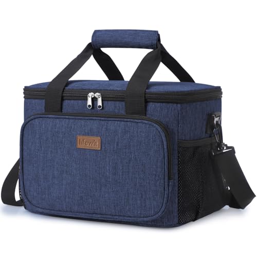 Image of Lifewit Medium Lunch Bag Insulated Lunch Box Soft Cooler Cooling Tote for Adult Men Women, Dark Blue 48-Can (33L)