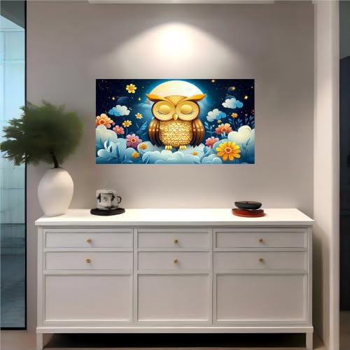 Adhesivo decorativo de pared autoadhesivo con margaritas y búhos 120x80 cm en vinilo resistente 3