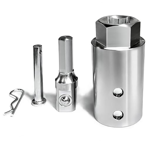 GODLIY Upgraded Trailer Jack Drill Adapter 1 Inch Jack Drive Shaft Compatible Stainless Steel Works with Cordless Drill & 1/2 Ratchet Wrench for Top Wind Trailer Crank (Large)