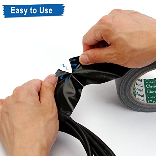 Image of CLAVICHORD Black Duct Tape Heavy Duty - 3 Rolls Total 105 YDS Waterproof Backing No Residue Tear by Hand Strong Adhesive Duct Tape for All Purpose Home Repairs,Industrial Professional Use