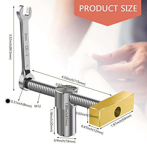 2 Pack Bench Dog Clamps - 3/4 Inch Stainless Steel & Brass Workbench Clamps For Woodworking, Adjustable Bench Dogs With Easy-To-Use Ratchet Wrench Handle, Fits Mft Tables, Secure & Versatile (19Mm) #TOP2