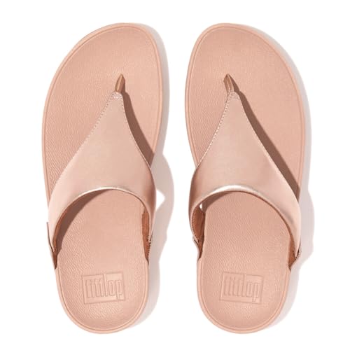 Image of FitFlop Women's Lulu Leather Toepost Sandal, Rose Gold - 4 M US
