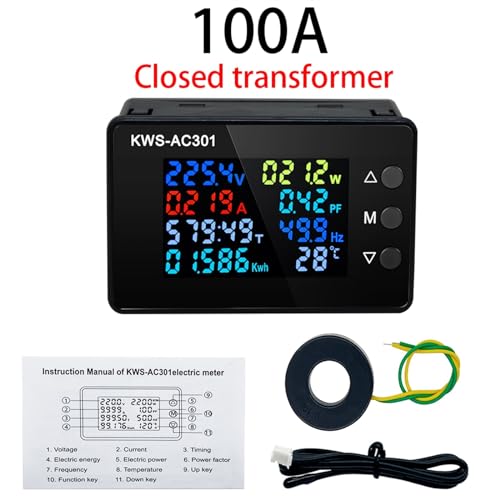 Analyseur de tension CA 50-300V précis avec compteur LED 100A fermé - 3