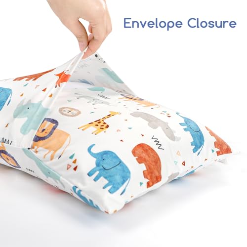 Image of ManFaiSky 2 Pack Toddler Pillowcase, 13x18 Toddler Pillow Cases with Envelope Closure, Soft & Comfortable Travel Pillow Case Cover Boys Girls, Cute Animals