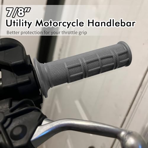 Image of 2PCS Motorcycle Handlebar Grips, Non Slip Rubber Handlebar Grips, with 7 /8 inch Left & 1 inch Right for Motorcycle, Dirt Bike, ATV, Universal Motorcycle Accessories for Women & Men (Gray)