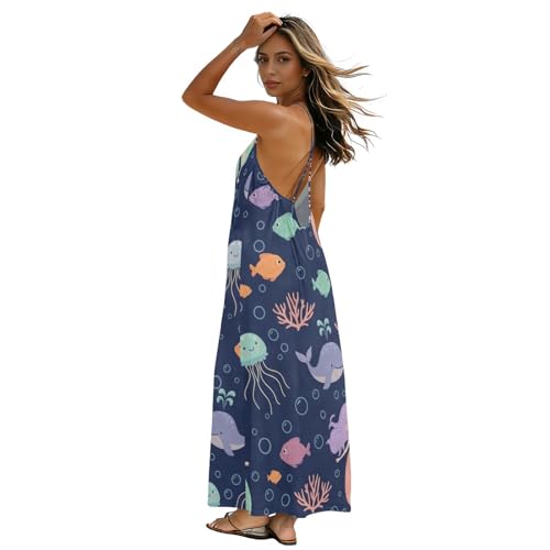 Robe d'été mignonne de sirène avec bretelles spaghetti ajustables