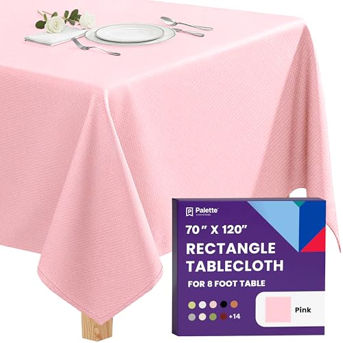 Image of Gee Di Moda Rectangle Tablecloth - 70 x 120 Inch Pink Table Cloth for 6 or 8 Foot Rectangle Tables - Heavy Duty Washable Fabric - for Holiday Party, Dinner, Weddings, Baby Shower & Events