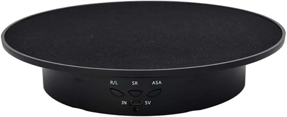 Image of Motorized Rotating Display Stand - 360 Degree Electric Turntable for Product Photography, Jewelry, and 3D Scanning | Multi-Speed & Multi-Angle Control, USB Powered (Black)