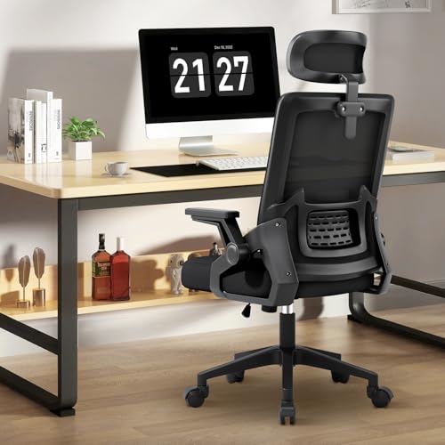 Dilosso オフィスチェア デスクチェア 椅子 腰サポートバー メッシュ通気性テレワーク チェア 疲れない 人間工学 椅子跳ね上げ式アームレスト 3Dヘッドレスト ロッキング機能 高反発クッション ロッキング機能 在宅勤務 事務椅子 勉強椅子 (ブラック) [並行輸入品]