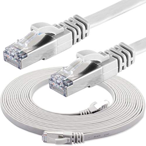 IRENIS CAT7 Yassı FTP Ethernet Network Lan İnternet Kablosu, Beyaz 10 metre