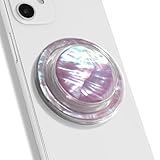On The Grip Magnetic Phone Grip for MagSafe, Genuine Natural Crystal & Seashell Stone, Swappable Top, Strong Magnet Holder & Kickstand for iPhone 15 14 13 12 Pro Max Plus & MagSafe Cases (Violet)