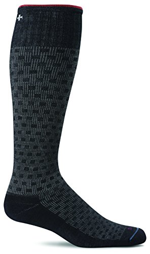Sockwell Men's Shadow Box Moderate Graduated Compression Socks, Black - M/L