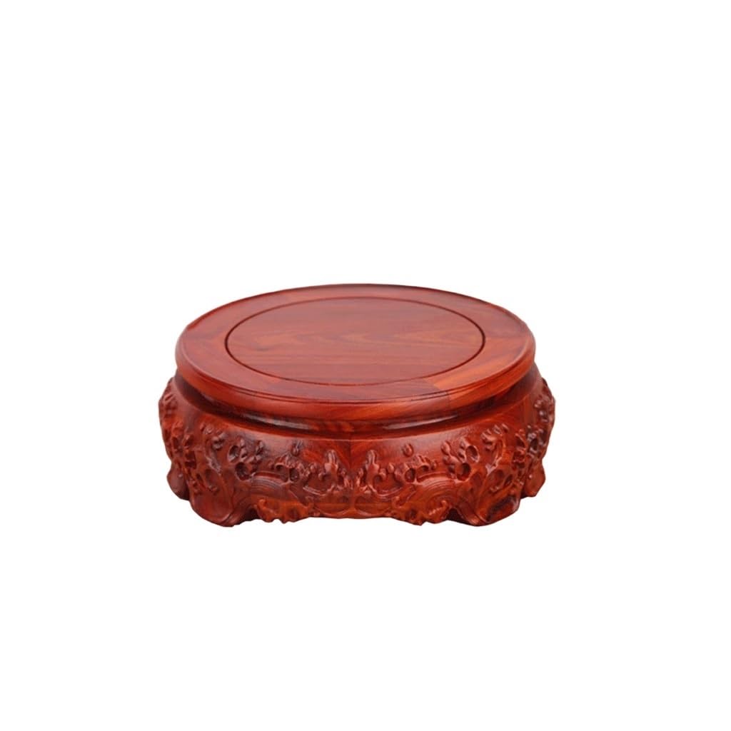 MPOPO Bonsai Pedestal Crafts Ornaments Solid Wood Round Vase Base Flowerpot Teapot Bracket Vase Display Stands Pedestal Base